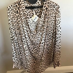 Haute Hippie cheetah print long sleeve blouse